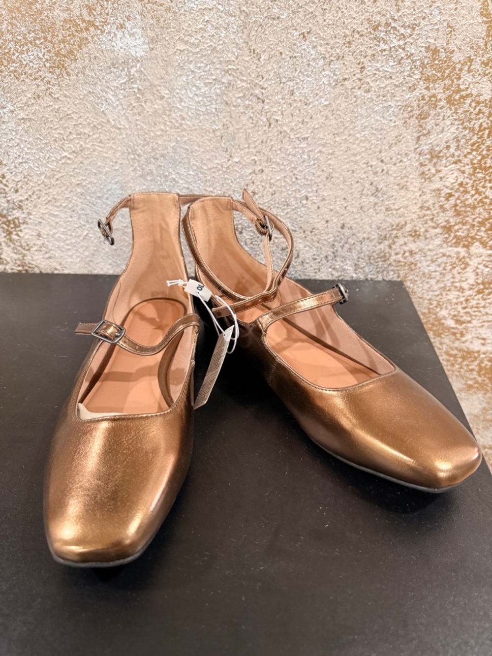 Old Navy Metallic Bronze Mary Jane Flats with Ankle Strap